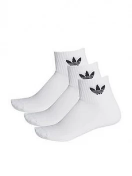 Image of Adidas Originals 3 Pack Of Mid Ankle Socks - White