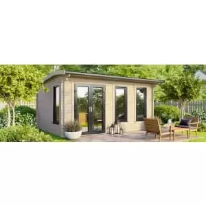 Image of Power Sheds 16 x 10ft Left Hand Door Apex Notched Logs Log Cabin