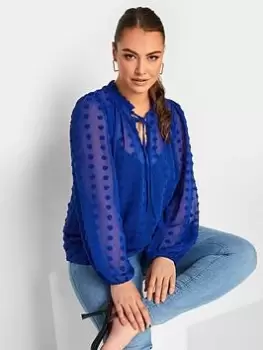 Image of Yours Yours Dobby Blouse Blue Size 20, Women