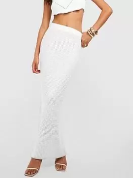 Image of Boohoo Crochet Maxi Skirt - White Size M Women