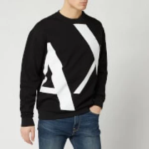 Image of Armani Exchange Board Logo Crew Sweatshirt Black Size XL Men