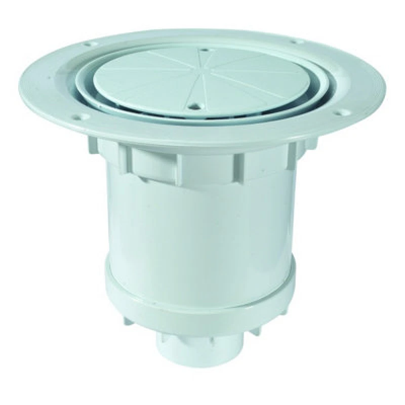 Image of McAlpine TSG2WH 75mm Water Seal Trapped Gully, Clamp Ring and Cover Plate, 110mm or 2" Vertical Solvent Spigot Outlet White