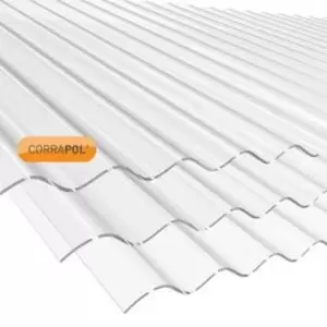 Image of Corrapol Clear Polycarbonate Corrugated Roofing Sheet (L)1.83M (W)840mm (T)1mm