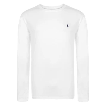 Image of POLO RALPH LAUREN Long Sleeve Crew Neck Jersey T Shirt - White/Navy