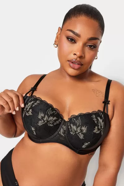 Image of Embroidered Padded Balcony Bra