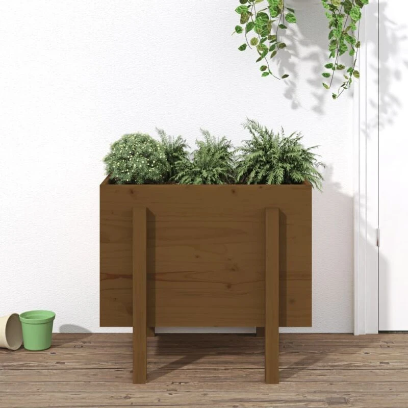 Image of vidaXL Garden Planter Brown 62x50x57cm Solid Wood Pine, Brown 825208