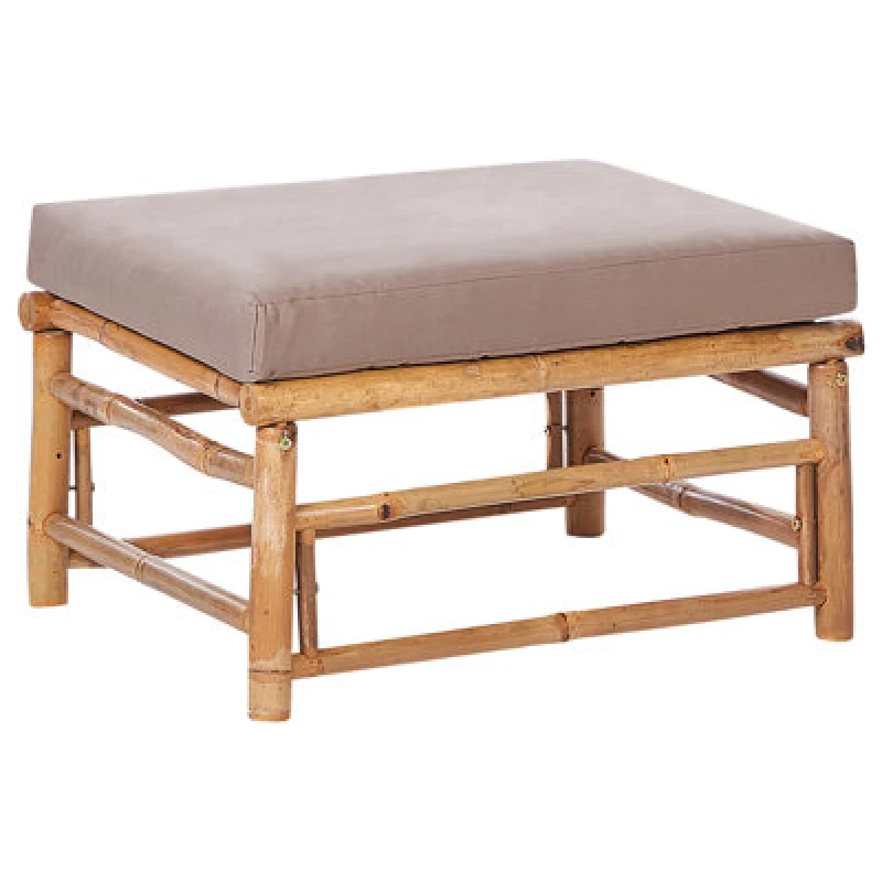 Image of Beliani Garden Ottoman Cerreto Bamboo Wood Taupe