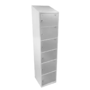 Image of Six Tier Hero Metal Locker, Light Grey Doors, 1950H x 300W x 300D