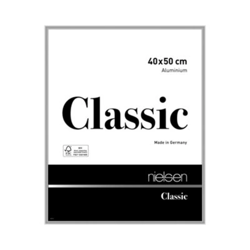 Image of Nielsen Classic Polished Silver Aluminium Picture Frame 40X50Cm - With Float Glass And Push/turn Clips