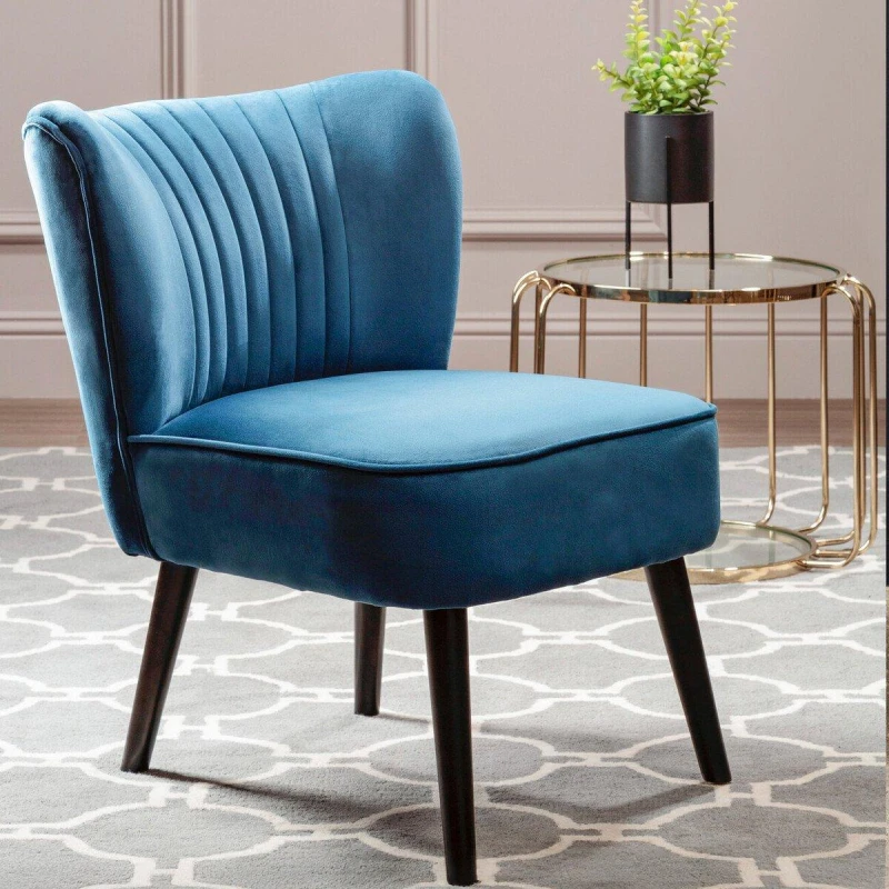 Image of Premier Housewares Interiors by Premier Regents Park Velvet Chair Blue