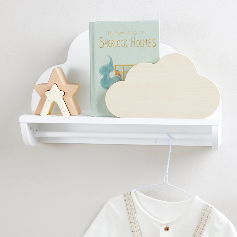 Image of Toylife Wooden Small Cloud Shelf - White White One Size