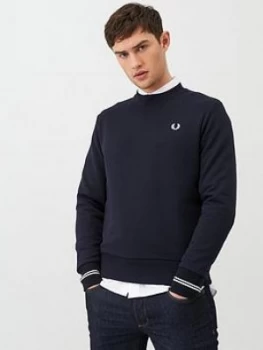 Image of Fred Perry Crew Neck Sweatshirt - Navy Size M Men