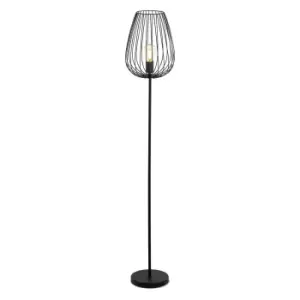 Image of Standing Floor Lamp Light Black Steel 1 x 60W E27 Bulb Tall Living Room