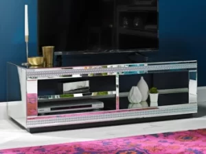Image of LPD Biarritz Mirrored TV Cabinet Assembled