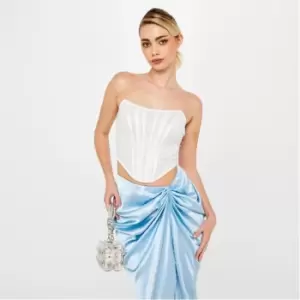 Image of Missguided Tall Dobby Mesh Bandeau Corset Top - Cream