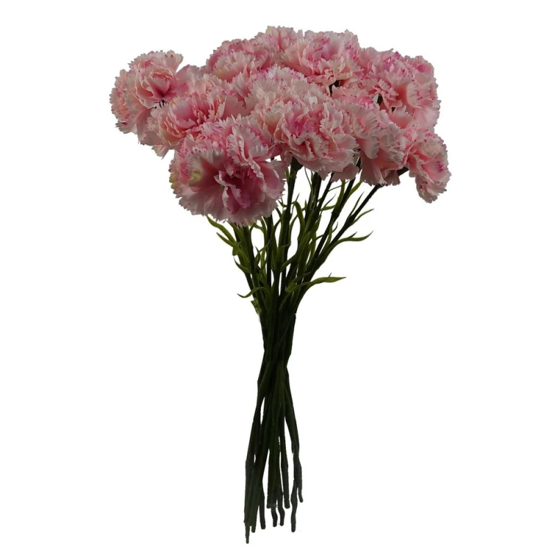 Image of Leaf 12 x Pink Carnation Artificial Flower Pink unisex