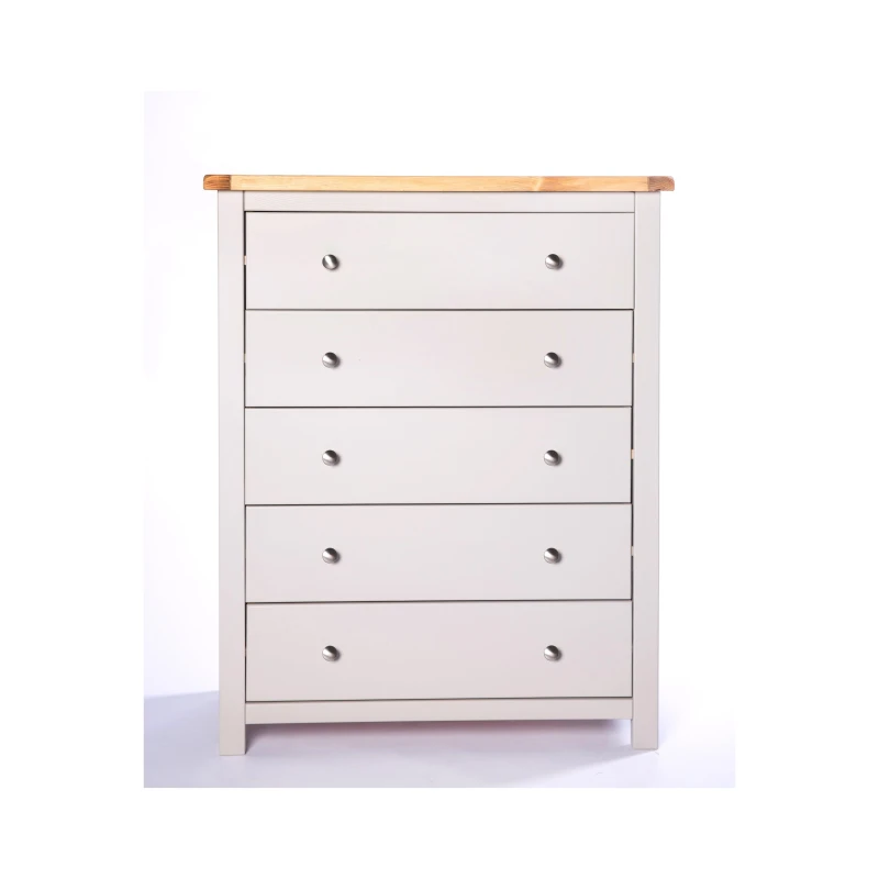 Image of Cabinet Bits Argenta 5 Drawer Chest of Drawers Chrome Knob in Light Grey Light Grey Unisex