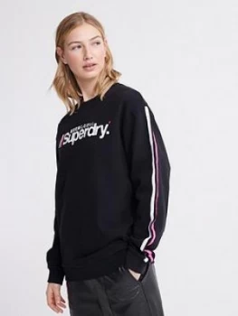 Image of Superdry Swiss Logo Sport Crew - Black, Size 10, Women
