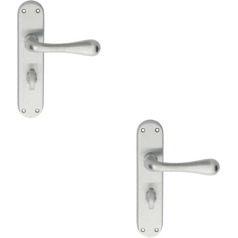 Image of Loops 2x PAIR Smooth Round Bar Handle on Bathroom Backplate 185 x 40mm Satin Chrome Multi
