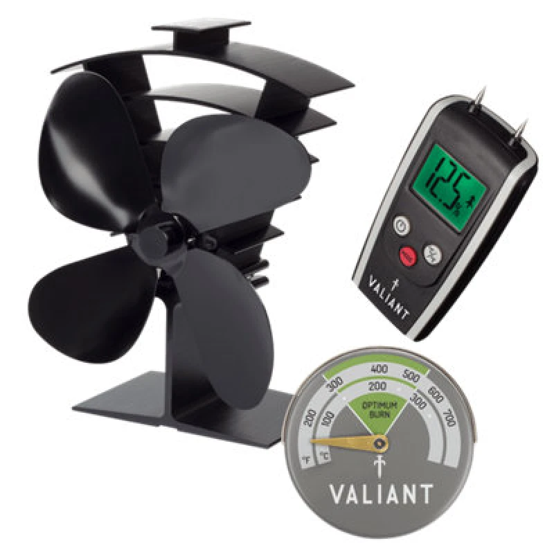 Image of Valiant Valiant Premium IV Stove Fan, Magnetic Thermometer and Moisture Meter in Green Green One Size Unisex 5031300006008
