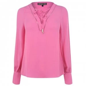 Image of Biba Lattice Long Sleeve Blouse - Pink