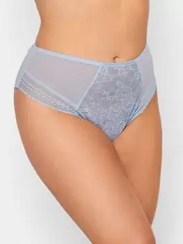 Image of Yours Lace Trim Panel Knickers, Blue, Size 14-16, Women