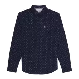 Image of Original Penguin Long Sleeve AOP Shirt - Blue