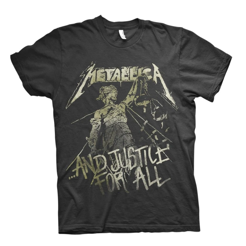 Image of Amplified Amplified Men Justice For All Metallica T-Shirt in Charcoal Size: Small Charcoal S Male 5063470991112