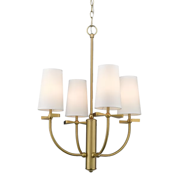 Image of Bow 4 Light Multi Arm Pendant Ceiling Light Brass, E14