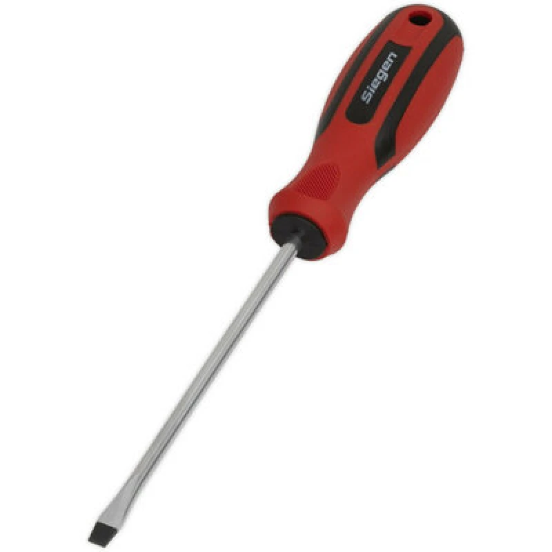 Image of Loops Slotted 5 x 125mm Screwdriver with Soft Grip Handle - Chrome Vanadium Shaft Multi