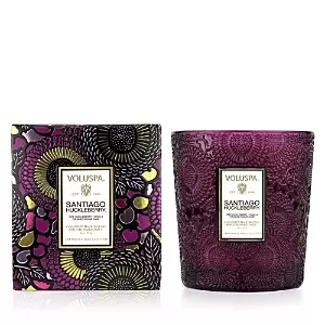 Image of Voluspa Santiago Huckleberry Embossed Glass Classic Candle