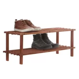 Image of Premier Housewares 2-Tier Shoe Rack - Dark Cedar Wood