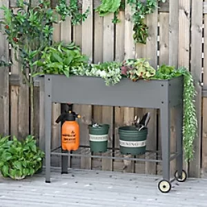 Image of Outsunny Raised Garden Bed with Wheels and Bottom Shelf Outdoor 104 x 39 x 80cm