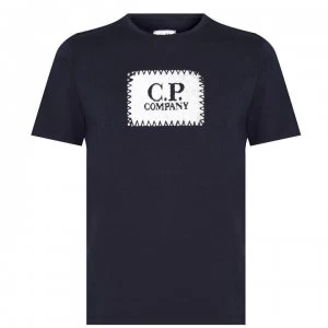 Image of CP COMPANY 30/1 Block Logo T Shirt - Navy/Wht 888