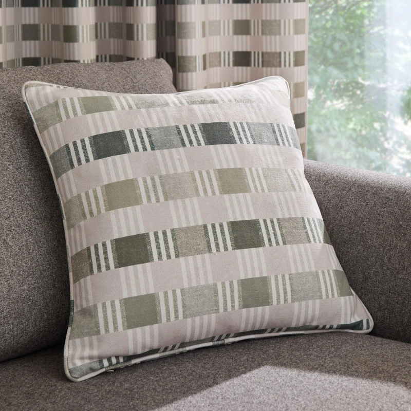 Image of Catherine Lansfield Wilson Check Cushion Cushions 45x45cm Green 42479615045