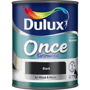 Image of Dulux Once Black Satinwood Paint 750ml