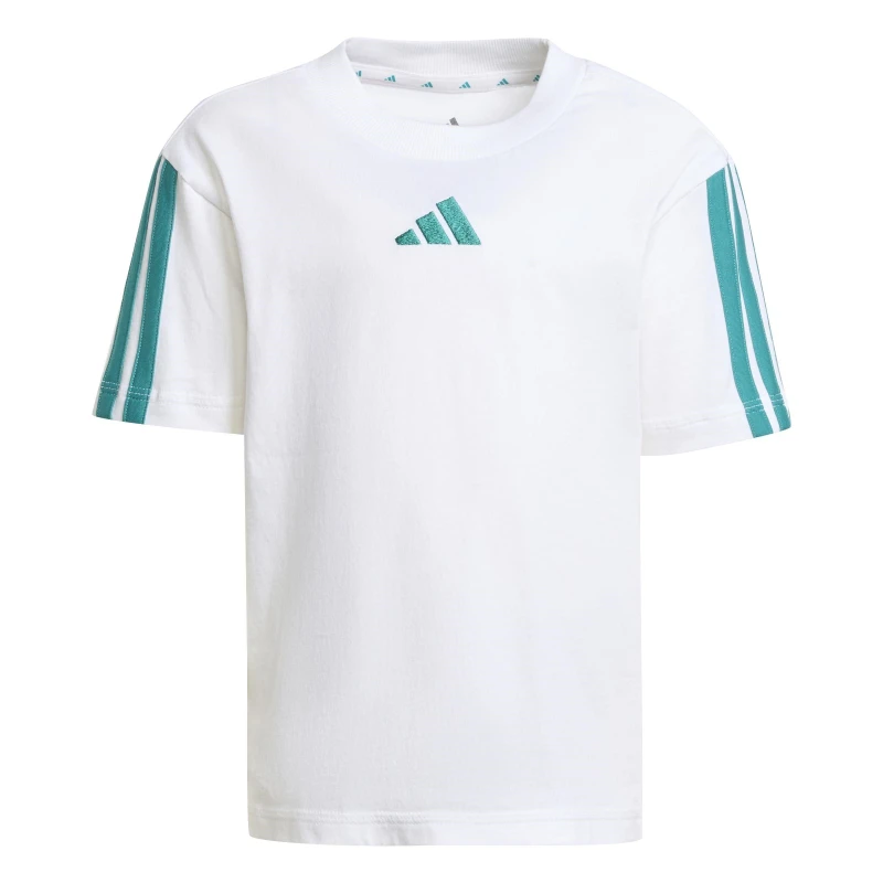 Image of adidas 3S Essentials T Shirt Infants White/Teal unisex 5-6 Years
