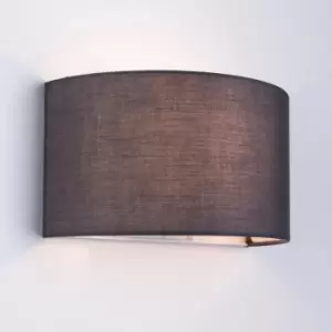 Image of Harperliving - harper living 1xE27/ES Wall Wash Light with Switch, Semi-Circle Grey Fabric Shade, Suitable for LED Upgrade - Grey