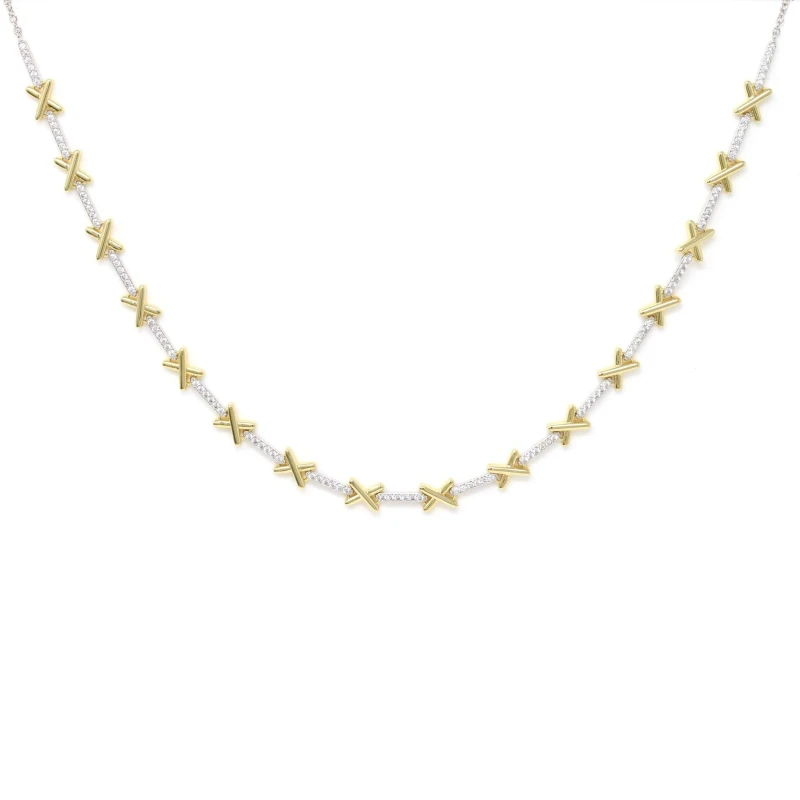 Image of Say It With Luxe Kiss Tennis Necklace in Silver Size: 16" Silver Unisex 16"