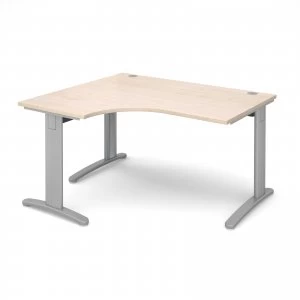 Image of TR10 Deluxe Left Hand Ergonomic Desk 1400mm - Silver Frame maple Top