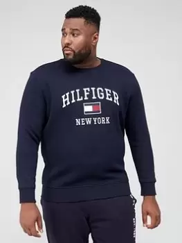Image of Tommy Hilfiger Big & Tall Modern Varsity Sweatshirt - Sky Captain, Sky Captain, Size 4XL, Men