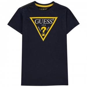 Image of Guess Boys short-sleeved T-Shirt - Navy/Yellow