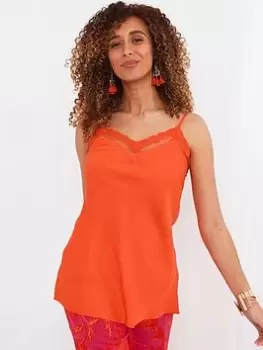 Image of Joe Browns Lace Trim Cami Vest Orange, Size 8, Women
