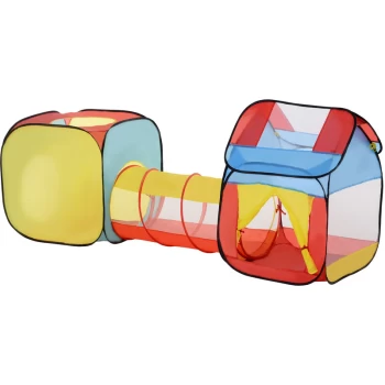 Image of Pop-Up Play Tunnel House 3-in-1 Foldable Multicoloured Fun Activity - Homcom