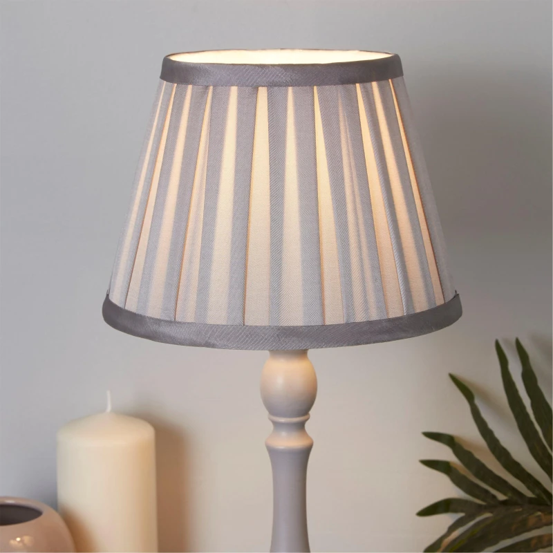 Image of Lighting Collection Taper Pleat Silk Shade Silver unisex 20cm
