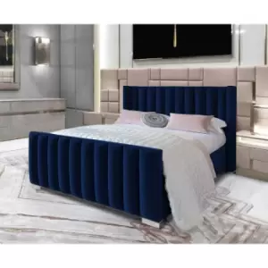 Image of Melina Upholstered Beds - Plush Velvet, Small Double Size Frame, Blue - Blue