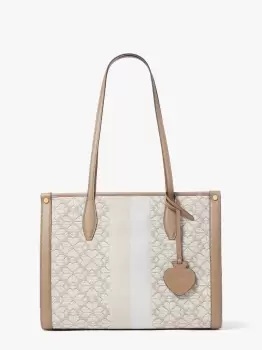 Image of Kate Spade Spade Flower Jacquard Stripe Market Medium Tote Bag, Natural Multi, One Size