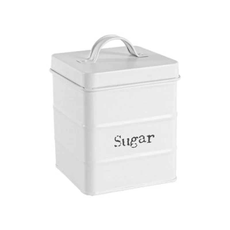 Image of Harbour Housewares Vintage Metal Kitchen Sugar Canister White