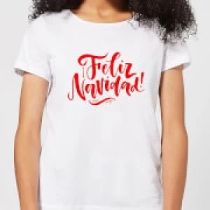 Image of Feliz Navidad Womens T-Shirt - White - 4XL