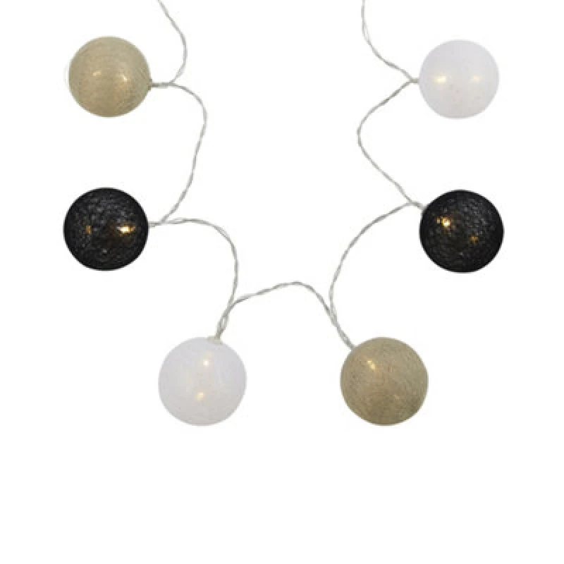 Image of Lighting Collection Houston Black & White Cotton Shades String Light